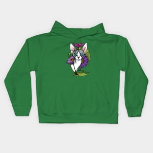 Sphynx Cat with Blue Lotus Kids Hoodie